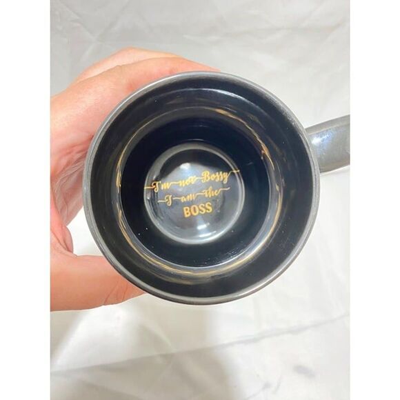 Boss Lady Coffee Mug Black and Gold Size 4 Inch Tall X 3.75 Inch Diameter - Picture 7 of 7